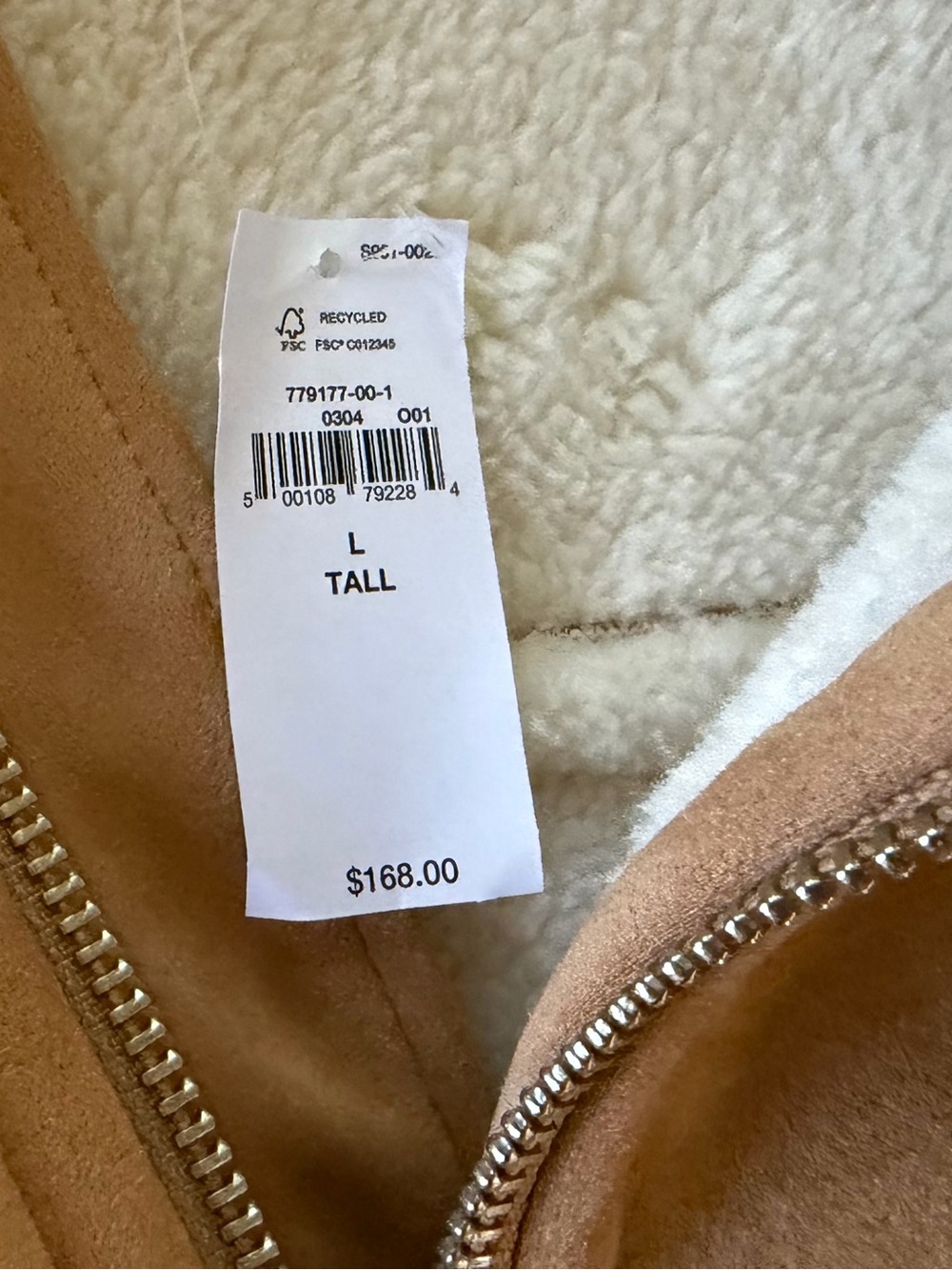 GAP Tan Jacket with Cream Sherpa Trim - Picture 6 of 9